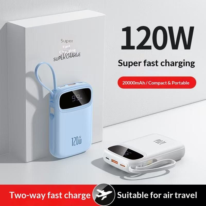 20000mAh সুপার ফাস্ট চার্জিং পাওয়ার ব্যাংক - ৩টি বিল্ট-ইন ক্যাবলসহ - ছবি 4