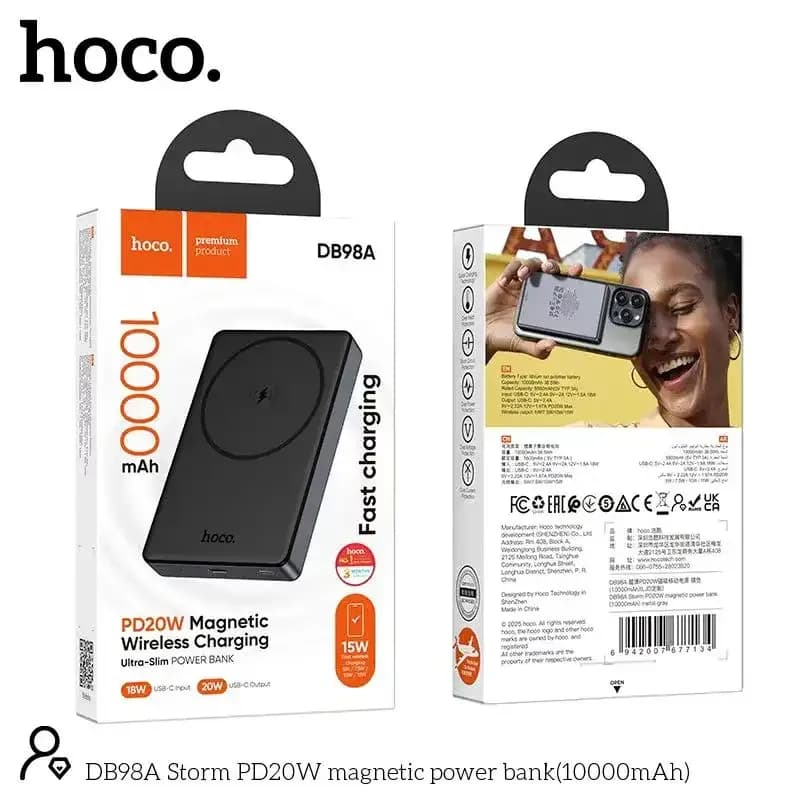 Hoco PD20W Magnetic Wireless Power Bank - 10000mAh āĻĢāĻžāϏā§āĻ āĻāĻžāϰā§āĻāĻŋāĻ, āĻāϞā§āĻā§āϰāĻž-āϏā§āϞāĻŋāĻŽ āĻĄāĻŋāĻāĻžāĻāύ