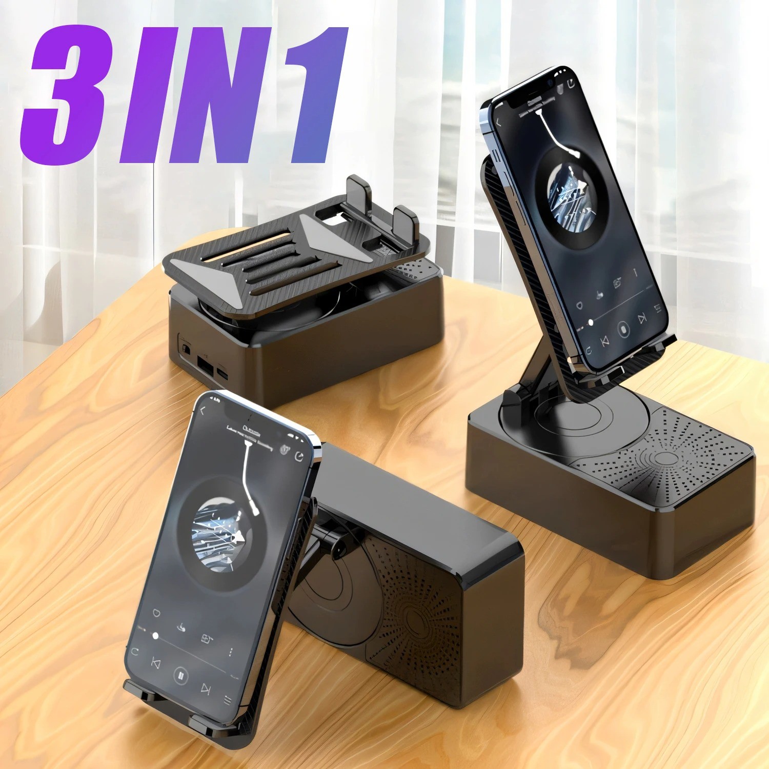 3-in-1 Multifunction Mobile Stand with Speaker & Power Bank - আপনার টেবিলের স্মার্ট সমাধান
