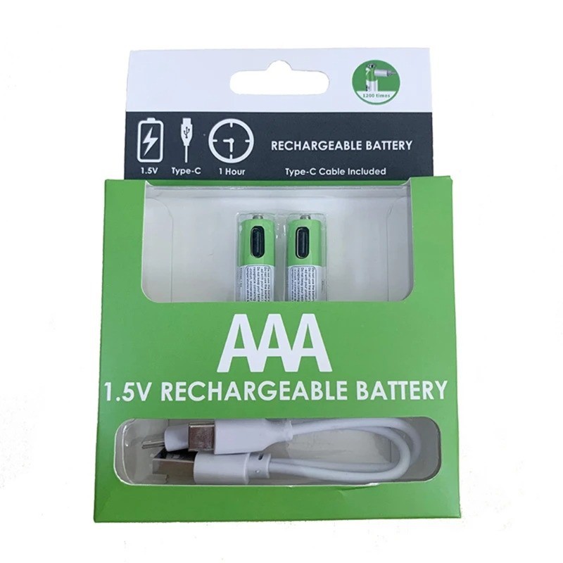2 Pcs রিচার্জেবল চিকন পেন্সিল ব্যাটারি (AAA) - Smartoools Type-C USB Battery (1.5V)